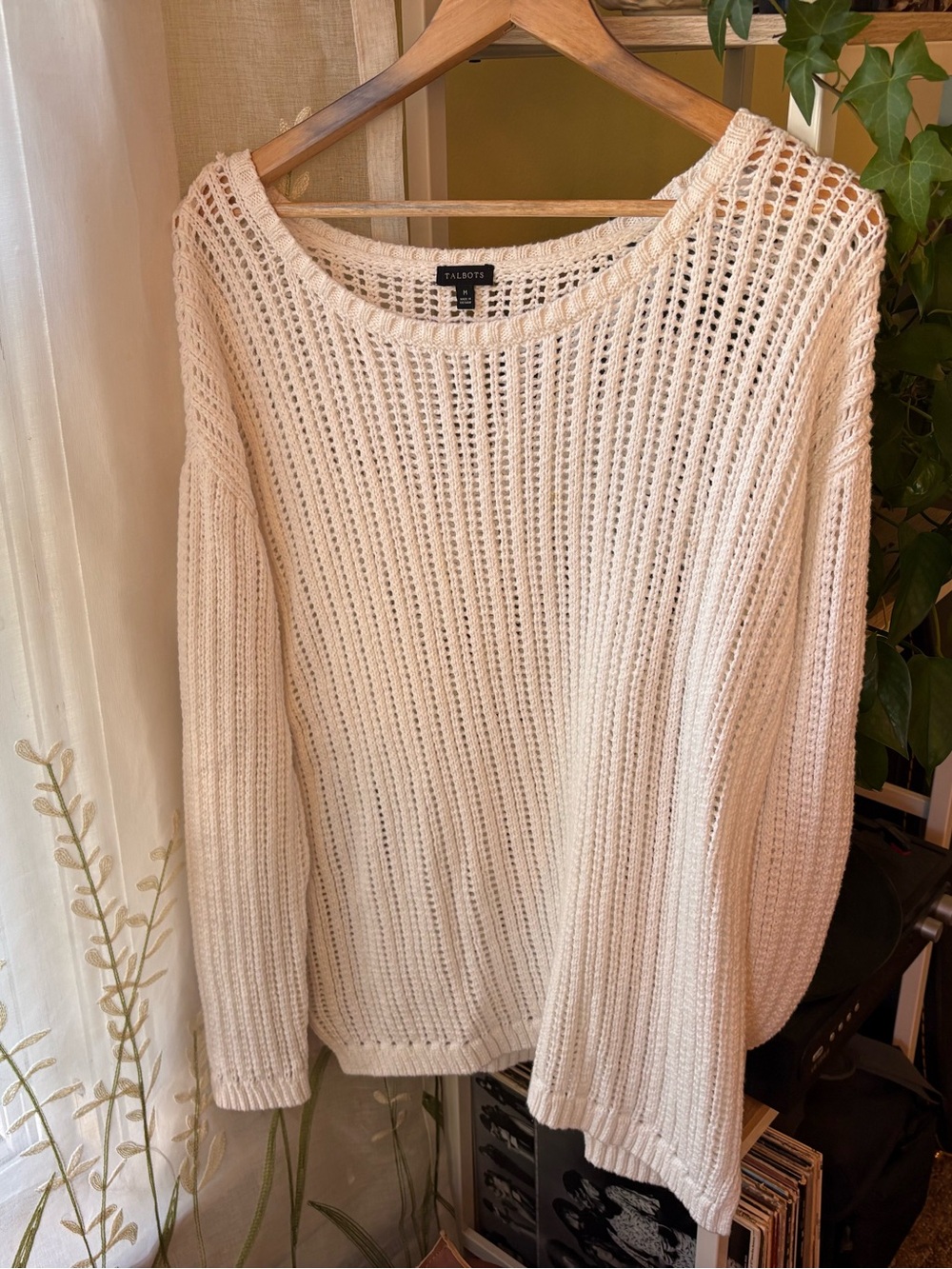 Talbots | Soft White Open Knit Sweater